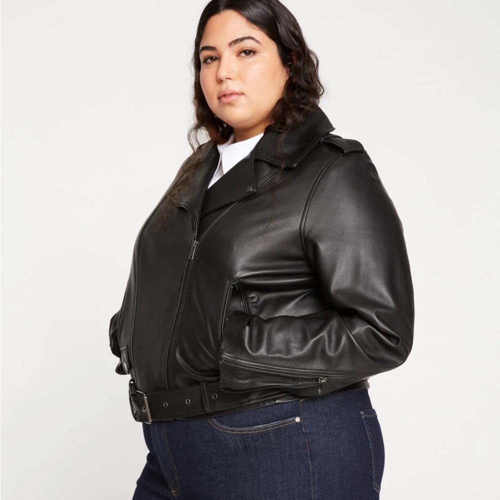 Universal Standard Leeron Leather Jacket please read sizing details carefully